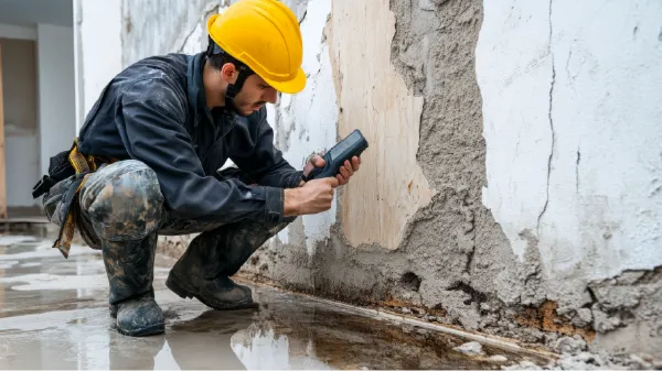Control de humedades en Gandía técnico examinando humedades en pared
